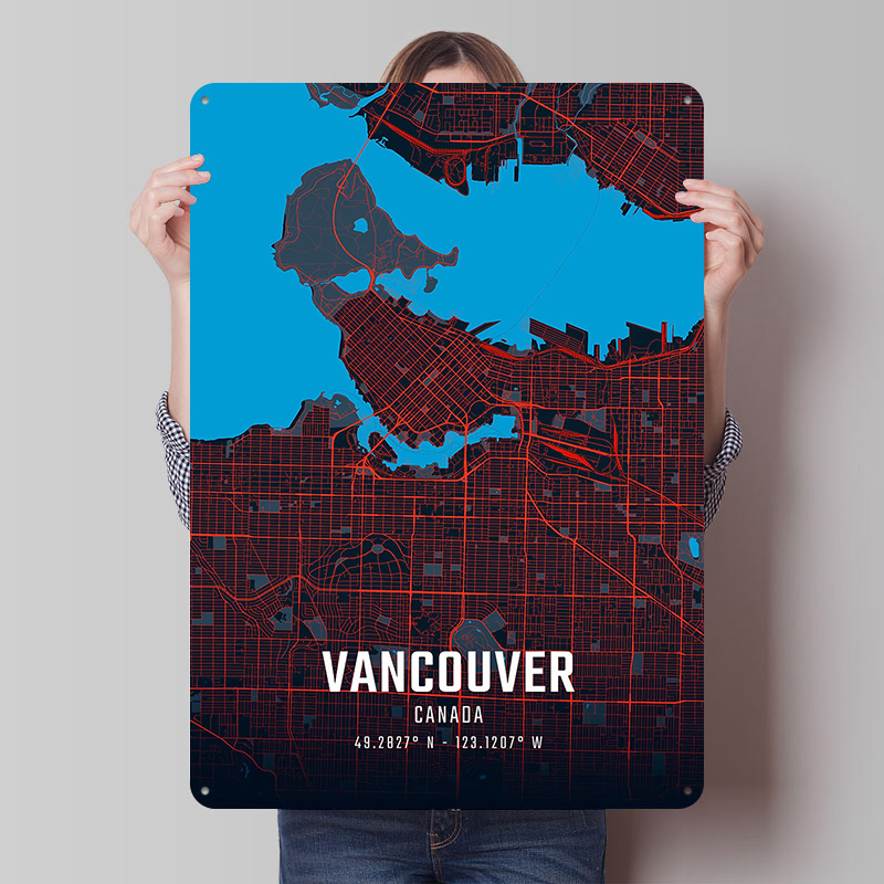 Home Decor Vancouver - Vancouver City Map Metal Poster Custom