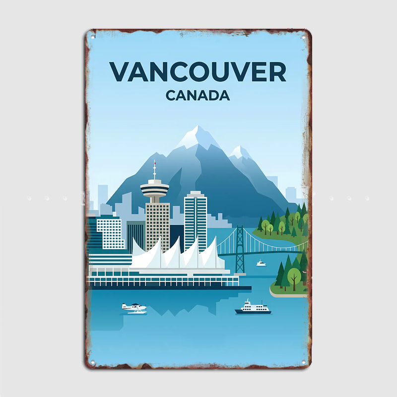 Home Decor Vancouver - Vancouver Canada Skyline Travel Scenery Posters