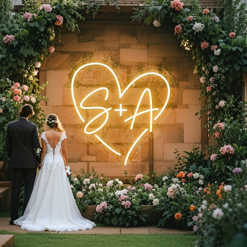 Home Decor Ideas - Custom Initials Heart LED Neon Sign,