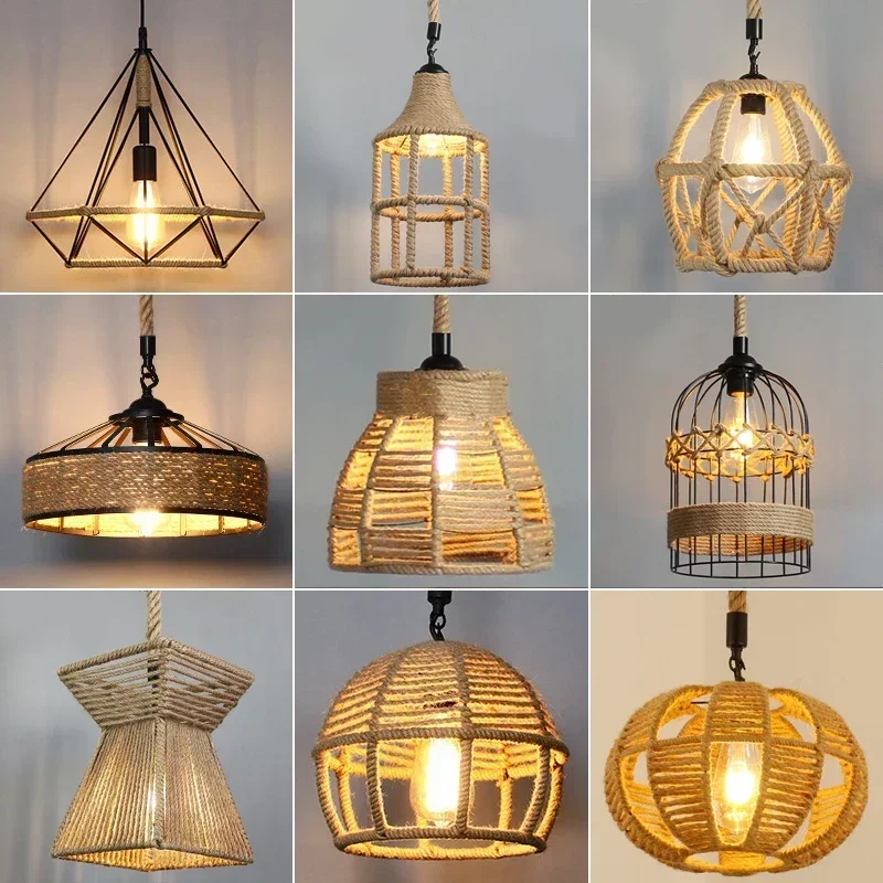 Rope Light Decoration - Spain Sisal Hemp Rope Pendant Light