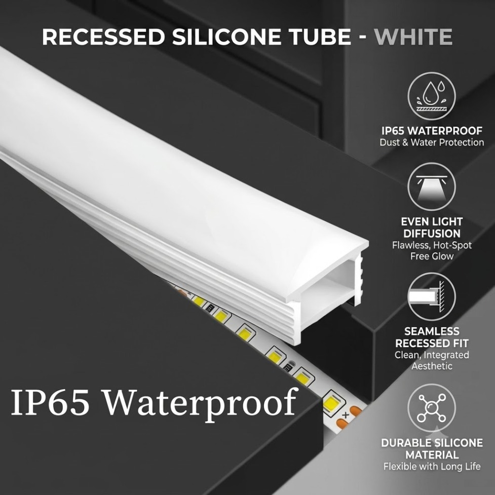 Rope Light Decoration - Recessed White Silicone Tube LED Neon