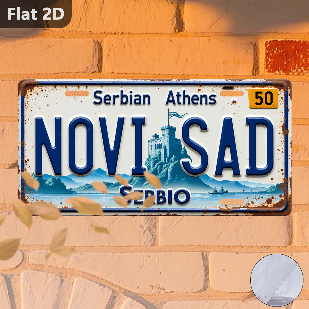 Home Decor Novi Sad - Vintage Novi Sad Cityscape Tin Sign