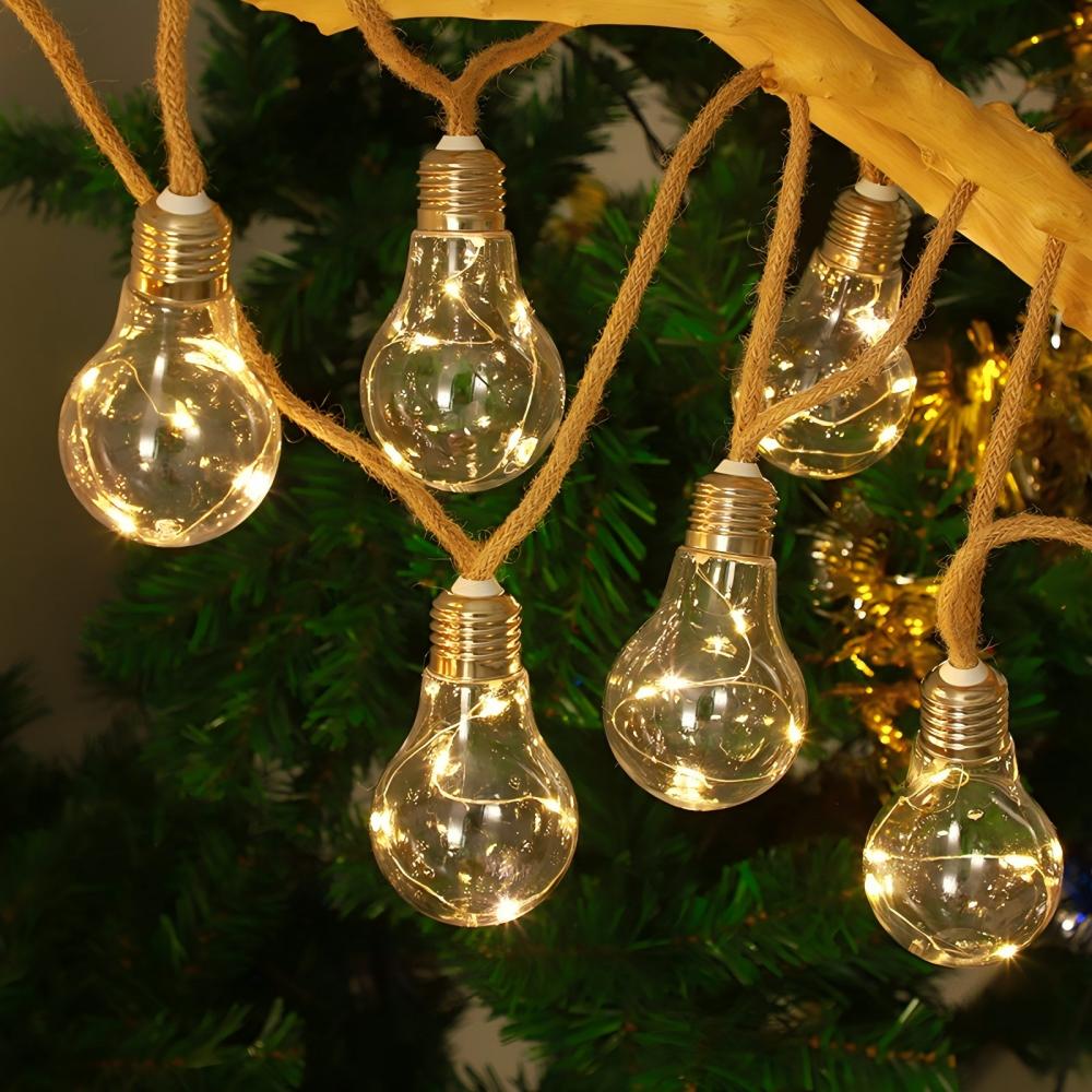 Rope Light Decoration - 5M10LED Vintage Hemp Rope Edison Bulb