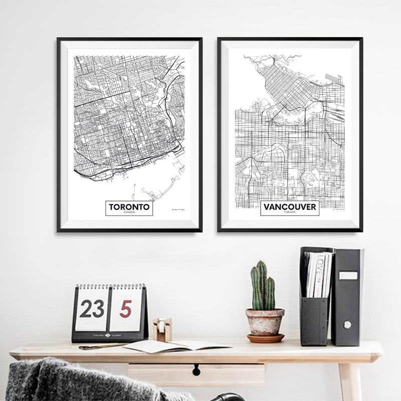 Home Decor Vancouver - Canada Toronto City Map Posters and