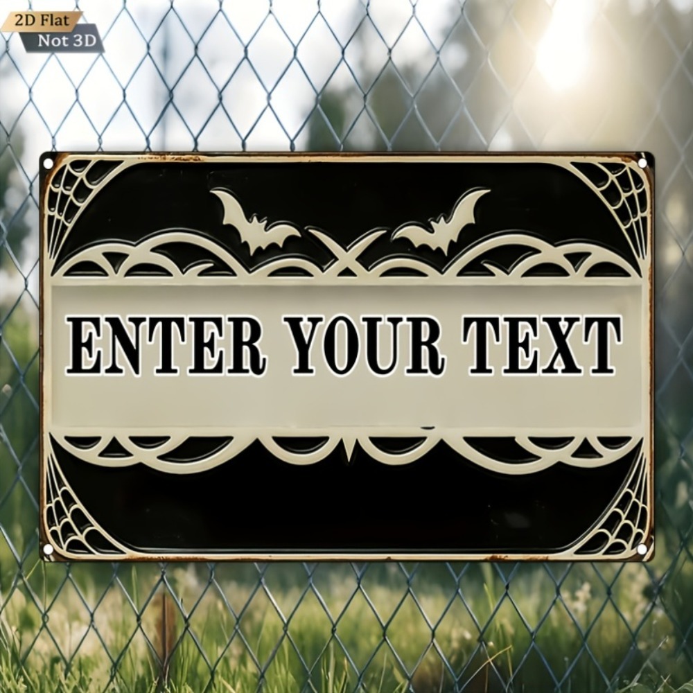 Home Decor Store - Customizable Spider Web Bat Tin Sign