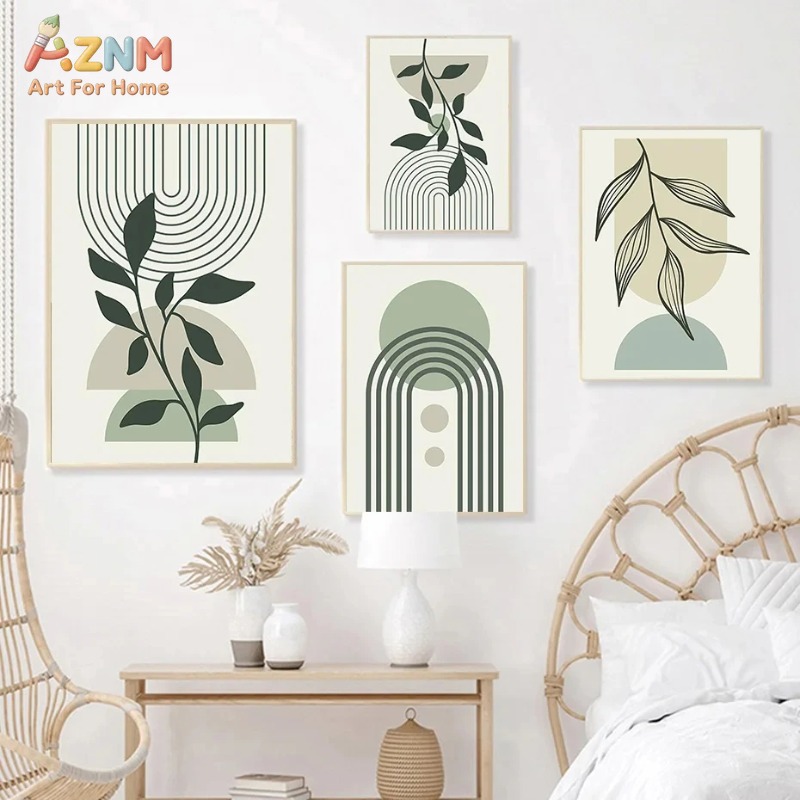 Sage Green Leaf Geometry Line  - огляд і ціна Home Decor Green