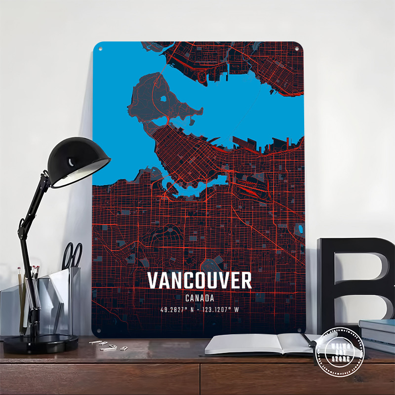 Vancouver City Map Metal Poste - огляд і ціна Home Decor Vancouver