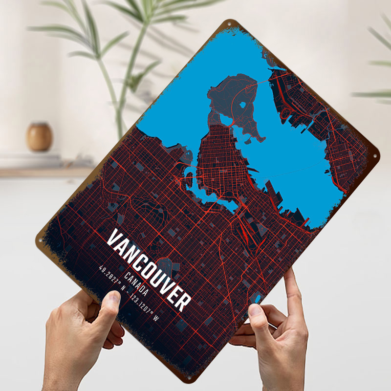 Vancouver City Map Metal Poste - огляд і ціна Home Decor Vancouver