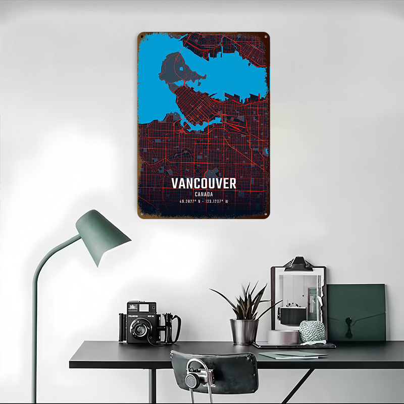 Vancouver City Map Metal Poste - огляд і ціна Home Decor Vancouver